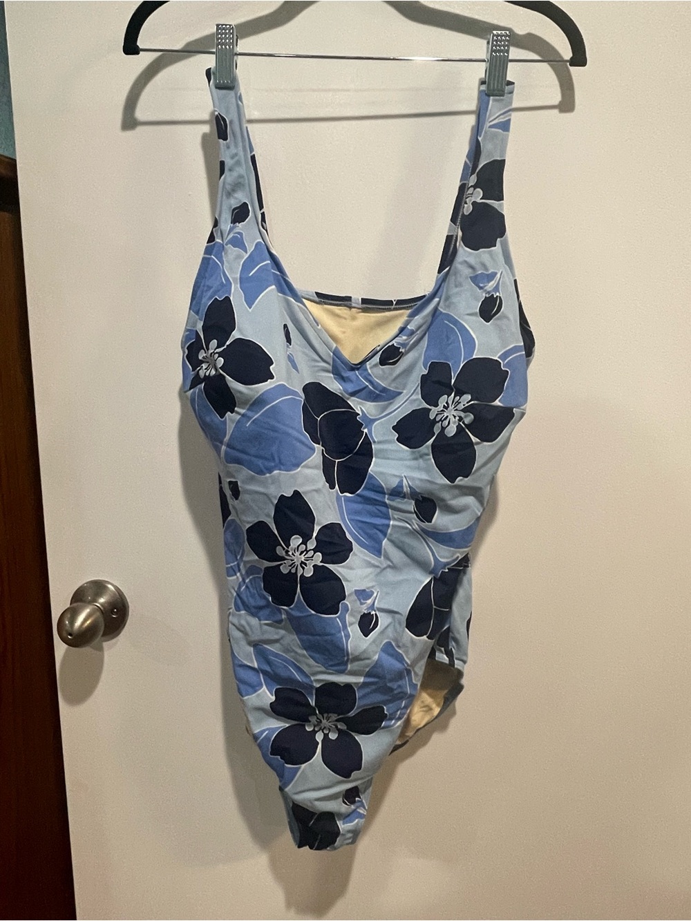 Lands' End Light Blue Floral One-Piece Swimsuit